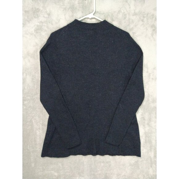 Soft Surroundings Sweater Womens Medium Charcoal Gray Wool Pullover 1/4 Zip - Picture 2 of 7